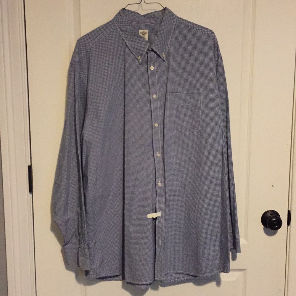 Old Navy Navy/white Gingham Plaid Shirt 3XLT